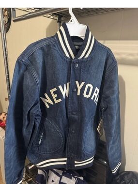 Polo Ralph Lauren New York Yankees Denim Varsity Jacket NWT Sz Xl